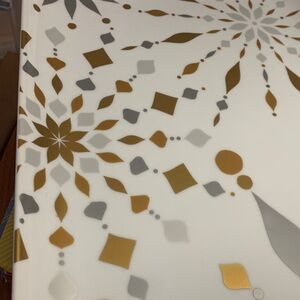 Crate and Barrel 2012 Snowflake Design rectangular ceramic large platter